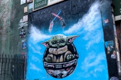 Baby Yoda Street Art, 2nd Ave & Houston