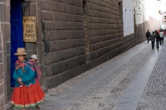 Woman and Child in Traditional Dress on Calle Haun Rumiyoc