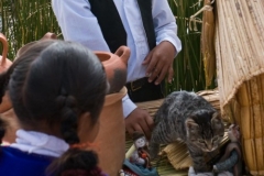 Uros Little Girl and a Kitten