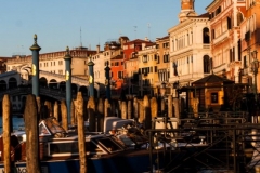 Sunset on the Grand Canal near the Rialto Bridge